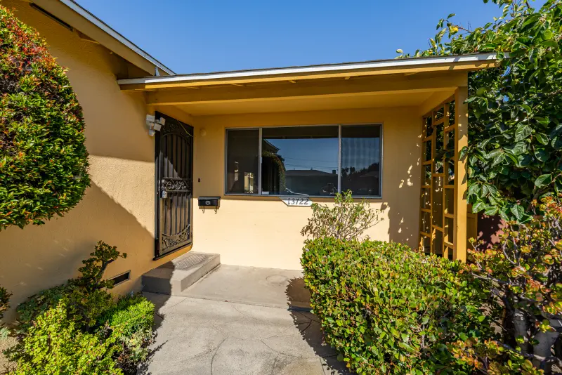Covered front porch with security door